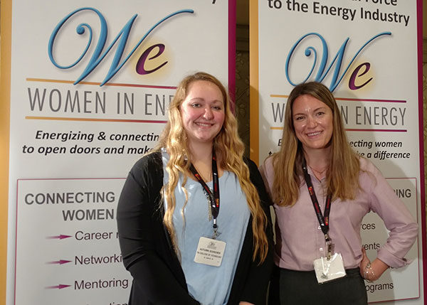 Penn College students Autumn N. Schreiber (left), of St. Marys, and Celeste G. Moquin, of Port Matilda, were presented with Women in Energy Mentorship Awards in Hershey on May 19.