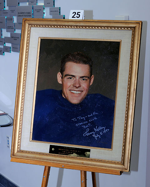 Visitors are greeted by an autographed painting of Larry M. Kelley, a 1932 graduate of Williamsport Area High School, who – as an All-American captain of the Yale University football team – was the first college player to win the Heisman Memorial Trophy.