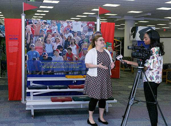 Library director Tracey Amey is interviewed by Eyewitness News' Morgan Parrish.