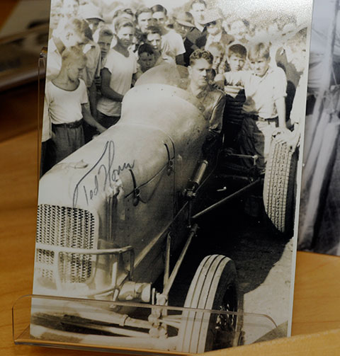 Decades of auto racing on the Hughesville Fairgrounds' dirt track is noted in this photo of Ted Horn, remembered as one of the best drivers to never win the Indianapolis 500 (despite 10 straight finishes in the top four).