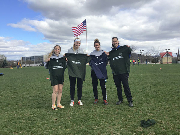 “Be civil. Be a civil engineer” and “Know boundaries. Be a land surveyor” T-shirts were provided to the members of the Penn College women’s soccer team in gratitude for their efforts. 