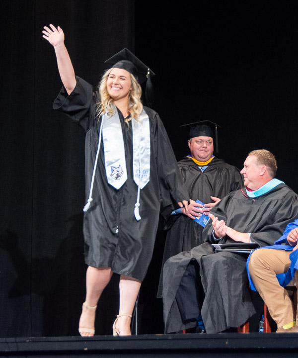 Lu-Anne Antisdel, a physician assistant graduate from Rome, Pa., crosses the stage.