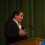 Miller asks a question of the two hopefuls ...