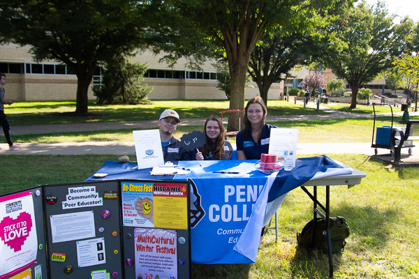 Exhibiting the very definition of student involvement are (from left) Community Peer Educators Colin J. Jens (also a Wildcat wrestler), Katherine A. Downes and Alexis R. Price.