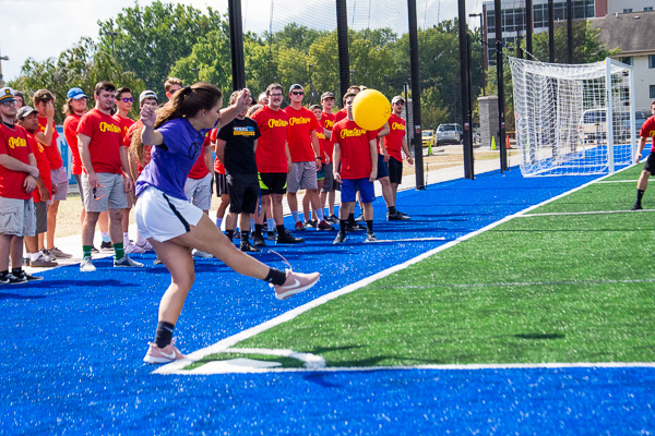 Action in the kickball arena, an event ultimately won by Clinton, Delaware and Juniata halls