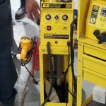 The sales rep also demonstrated a shop-friendly welding unit being considered for purchase.