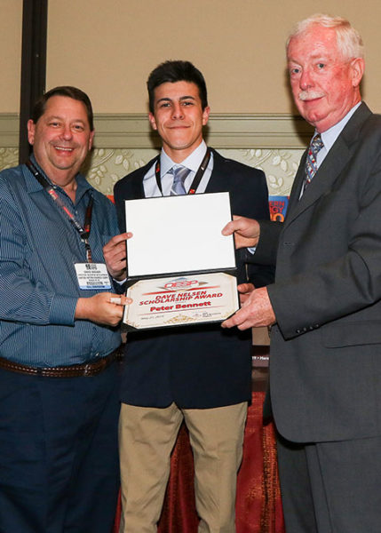 Peter W. Bennett (center), of Sea Cliff, N.Y., receives his scholarship award from David Wagner (left), director of business development for United Metro Energy Corp. in Brooklyn, N.Y., and Robert O’Rourke, representing the Westchester Chapter of the Oil and Energy Service Professionals.