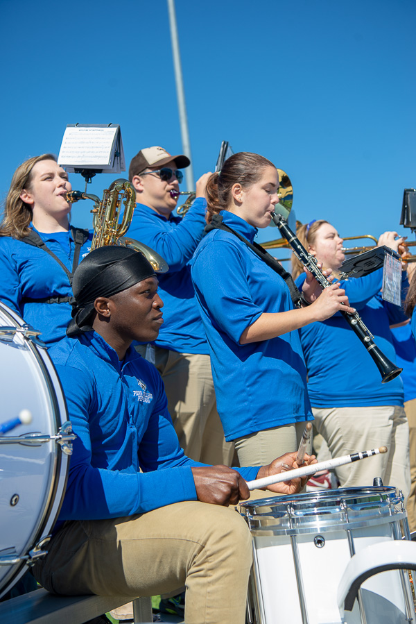 On snare drum: Jahmel Blunt, an engineering design technology student from Scranton