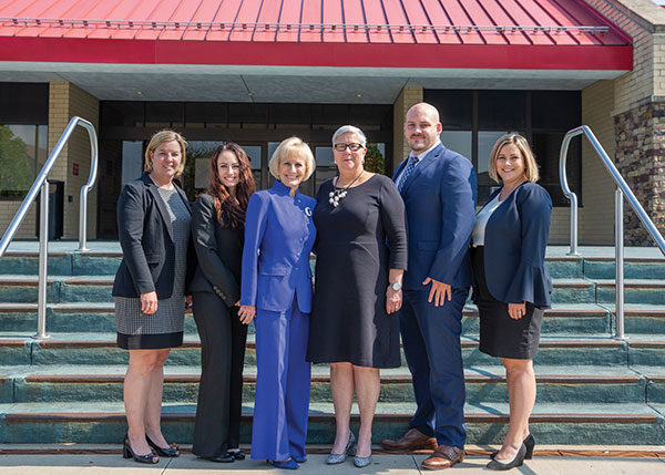 A partnership between Pennsylvania College of Technology and the Northeast PA Manufacturers & Employers Council is creating a scholarship opportunity for YES (Your Employability Skills) Northeast Program graduates who enroll at the college. Administered by the council, YES is a year-round elective course addressing the shortfall of basic skills that employers say are lacking in many job applicants. Celebrating the partnership recently are (from left) Carolyn R. Strickland, vice president for enrollment management/associate provost at Penn College; Courtney L. Fasnacht, executive director of the Northeast PA Manufacturers & Employers Council; NEPA MAEC President Darlene J. Robbins; Penn College President Davie Jane Gilmour; Matt Shuey, communications and program director for the council; and Audriana L. Empet, the college’s director of admissions.