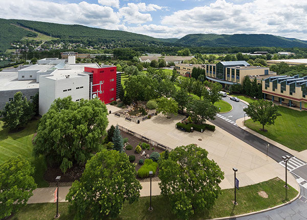 The Madigan Library (left) and Bush Campus Center near the main entrance of Pennsylvania College of Technology will be open for campus visitors along with cutting-edge labs and classrooms for more than 100 academic program areas during an Open House on Sunday, Oct. 27.