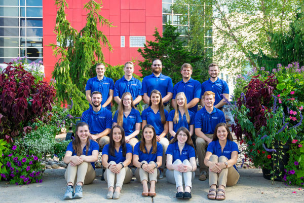 Pennsylvania College of Technology’s Presidential Student Ambassadors gather for a photo in front of the Madigan Library. Front row, from left: Sophia G. Wiest, Maepearl St. George, Elizabeth Wellar, Danielle R. Wesneski and Autumn G. McCrum. Middle row, from left: Wesley S. McCray, McKenna N. Myers, Lindsey A. King, Gabrielle R. Fries and Drake R. Lenker; Back row, from left: Nathan Rader-Edkin, Zachary J. Kravitz, Travis J. Scholtz, Jon R. Hendrickson and Nathaniel H. Lyon. Not pictured: Kate M. Ruggiero.