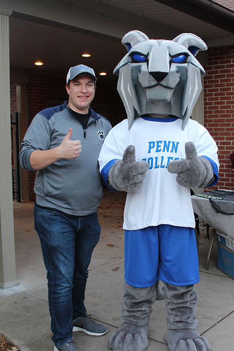 The mascot joins in the fun ... but why no costume, Wildcat?