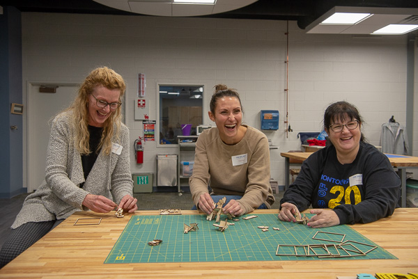 Art teachers at play! Montoursville Area School District educators enjoy their time in the college’s makerspace.