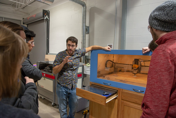 The “Digital Practices for College Students” workshop in the makerspace explores the effect of digital fabrication tools on contemporary studio practices. 