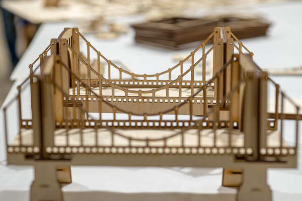The Pittsburgh-born artist utilizes small wooden bridges to discuss Pennsylvania’s changing industries and history of innovation. 