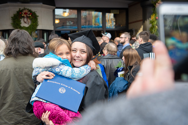 She’s got the whole world in her hands! Samantha-Jo M. (Bradley) Rynearson savors a photo op with her daughter. She added an applied management degree to the baking and pastry arts diploma she earned in 2014. 