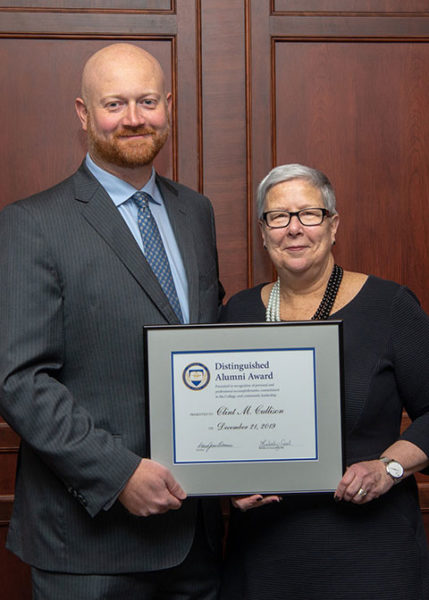 Clinton M. Cullison, a 2004 business administration: marketing concentration graduate, received the Distinguished Alumni Award from Pennsylvania College of Technology President Davie Jane Gilmour. 