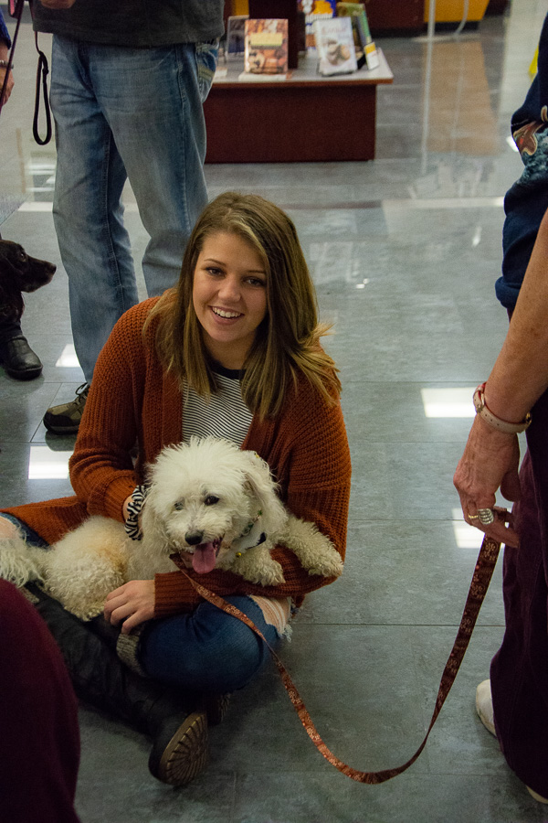 A stress-free smile, no doubt helped by her canine companion, radiates from pre-nursing student Madison N. Bower, of Muncy.<br />
<br />
