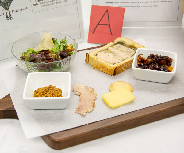 “A Taste of the Midwest,” by Clarke and Abbey R. Mefferd, of Boyertown, includes a salad with Bosc pears, lightly poached in champagne and spices; pheasant breast cured in beer and spices and then hot smoked; homemade mustard marinated in dark beer; a pate en croute filled with chicken liver, fat back pork and pheasant tenderloins; cold-smoked, aged New York Cheddar; homemade crackers; and cranberry compote.