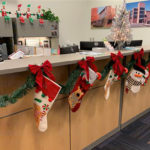 Hung with care are stockings (and accoutrements) in the Residence Life Office.