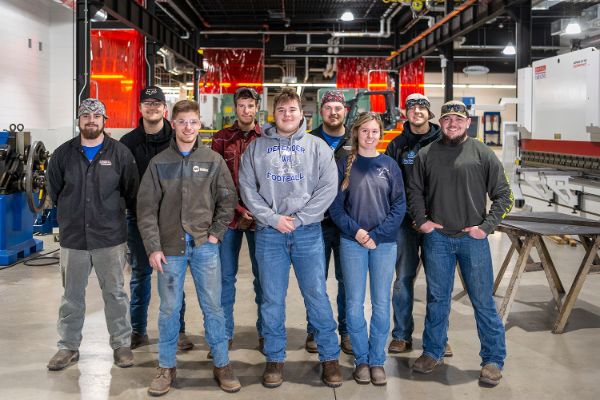 Penn College welding students who assisted included (from left) Philip N. Shipe, Johnsonburg; Ian M. Yon, Altoona; Gavin W. Young, Elkton, Md.; Kyle J. Weaver, Morris; Austin G. Hampton, Watsontown; Jim A. Barker, Easton; Sara D. Stafford, West Chester; Nolan Durecki, South Lyon, Mich.; and Christian A. Novick, Hickory.
