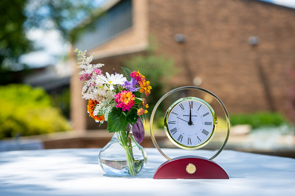 Retirees each received a beautiful keepsake clock; what better way to mark those leisurely hours?