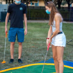Enjoying some early-semester diversion are Brian J. Bustard, an industrial design major from Alva, Fla., and nursing student Callie A. Sobolewski, of Budd Lake, N.J.