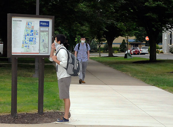 Campus signage helps with opening-day acclimation.