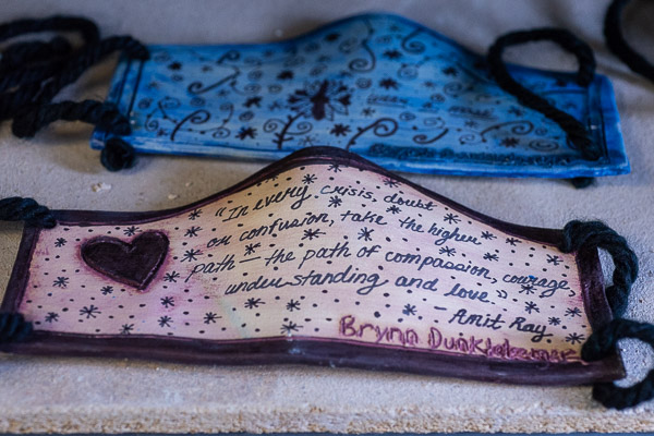 An encouraging quote adorns this mask by Brynn M. Dunkleberger, pre-physician assistant studies. 
