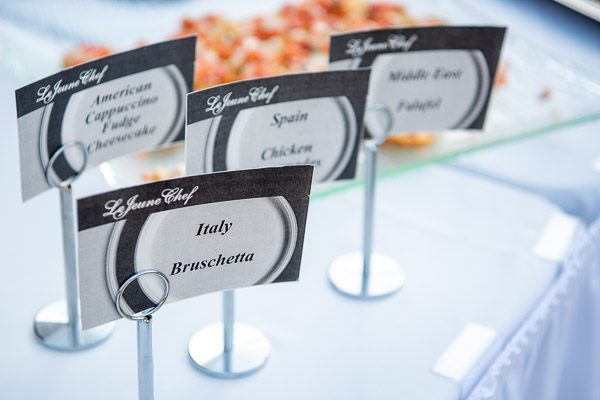 An international lineup of delicious delights: bruschetta, chicken empanadas, falafel and cappuccino fudge cheesecake!