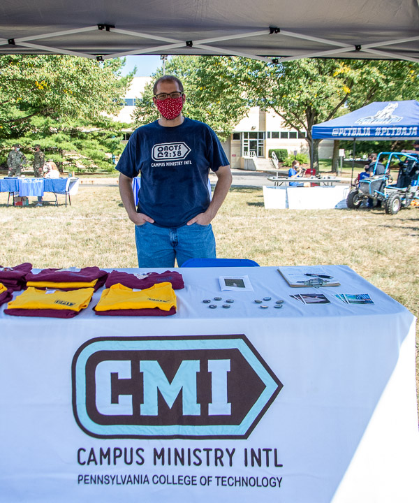 Tyler C. Geer, Williamsport, enrolled in applied management, represents one of Penn College's faith-based student groups. 