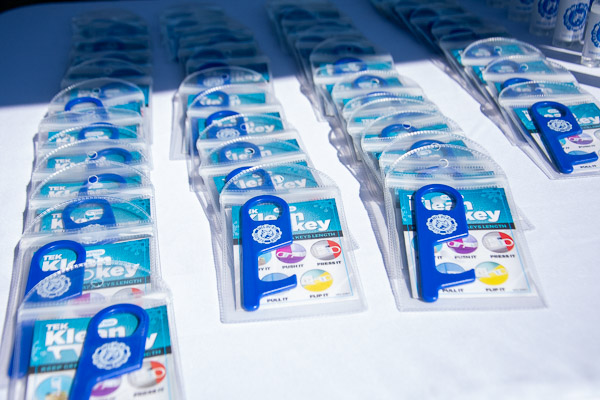 Among Tuesday's swag: Klean Keys, allowing for touchless navigation of high-traffic areas.