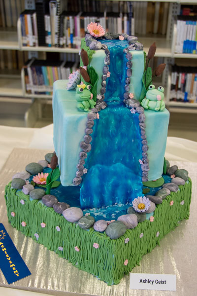 A frog prince meets his bride on a fun wedding cake by Ashley L. Geist. She earned honorable mention.