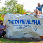 Rocking The Rock are Theta Phi Alpha members Shaqira A. Drummond (left), business administration: marketing concentration, and Kaylee A. Smith, graphic design.