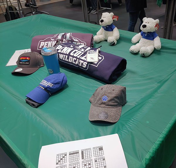 Penn College prizes await the winners of Tuesday night's bingo extravaganza in CC Commons.<br />
