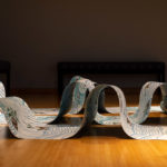 Haviland's prints mimic waves on the gallery floor.