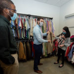 PA majors explore the options in the Career Gear clothes closet, which helps students make impactful impressions at job interviews and networking opportunities.