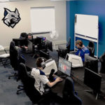 Members of the Penn College esports team compete last weekend in the Wildcat Den on the second floor of Madigan Library.