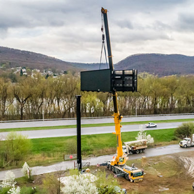 The new digital billboard is installed last month along Interstate 180 near Penn College.