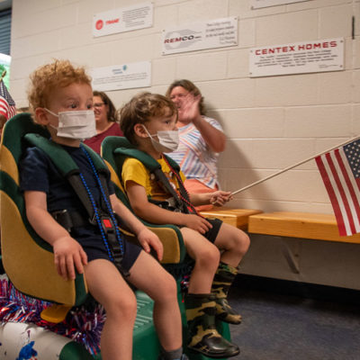 Even the youngest wave the red white and blue!