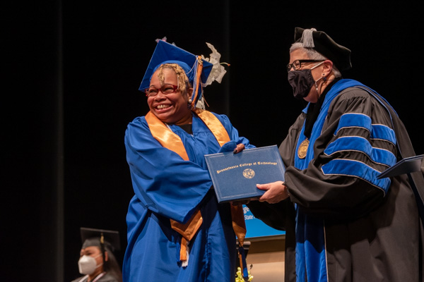 Among the day's unofficial winners of "Fan Favorite" accolades, human services and restorative justice graduate Delvonne Rashene Williams attracted much audience goodwill during her time to shine.