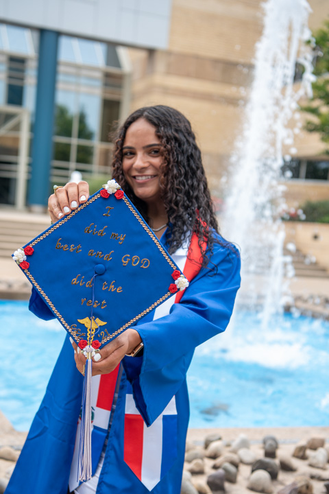 “I did my best and God did the rest," proclaims the cap of Paciely L. Nunez, of Reading, mixing personal satisfaction with divine inspiration. The surgical technology grad included a shoutout to her Dominican Republic heritage with a red, white and blue sash.