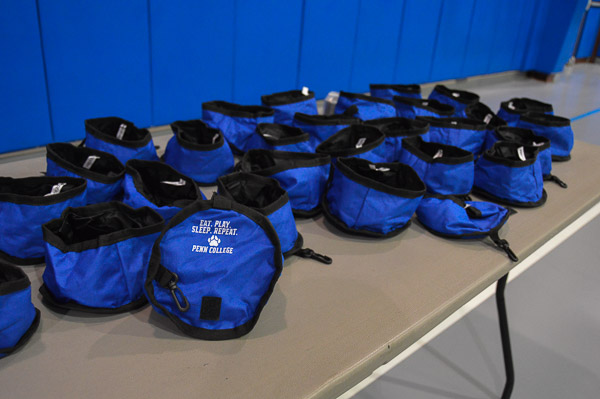 Collapsible, portable dog bowls were provided to the evening's guests ...