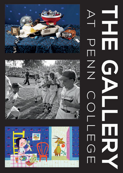 The Gallery at Penn College’s 2021-22 season includes artwork for, from top, Jeanette May’s “Tech Vanitas,” “A Diamond Anniversary: A Celebration of 75 Years of the Little League Baseball World Series,” and Golden Legacy: Original Art From 75 Years of Golden Books.”