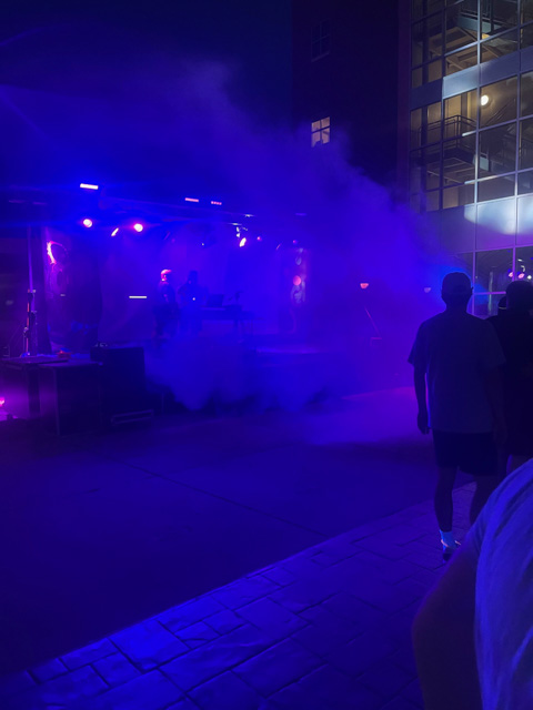Foggy fun accompanied Saturday night's Glow Dance Party in the Rose Street Commons Courtyard.