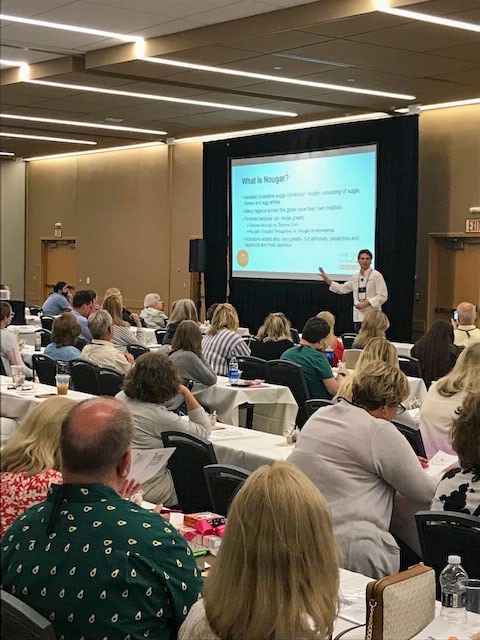 Niedermyer presents “Nougat: An Artisan Approach" to an audience of Retail Confectioners International members. (Photo by RCI member Tess Vande Walle)