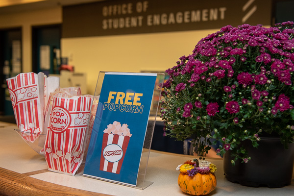 Mum’s the word: free popcorn from the Office of Student Engagement! 