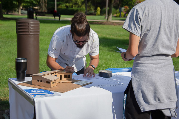 A student's scale model aids promotion of the Architecture Club at Penn College.