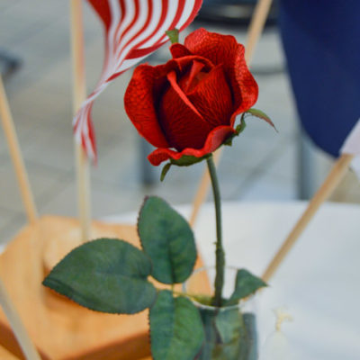A solitary rose honors the fallen ... and the faithful left behind.