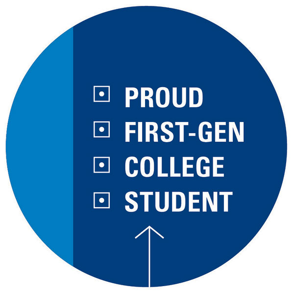 "Proud first-gen college student" button